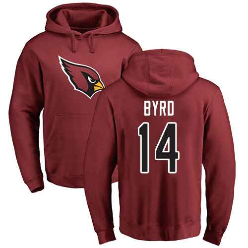 Arizona Cardinals Men Maroon Damiere Byrd Name And Number Logo NFL Football #14 Pullover Hoodie Sweatshirts->nfl t-shirts->Sports Accessory